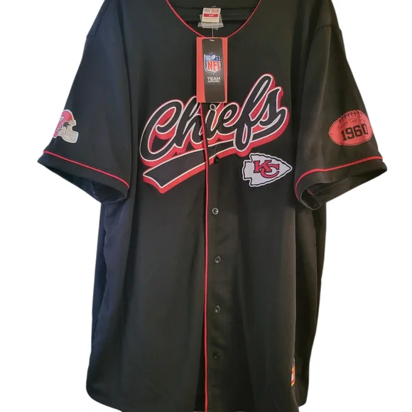Kansas City Chiefs Black Button-Up Jersey - Picture 2 of 10